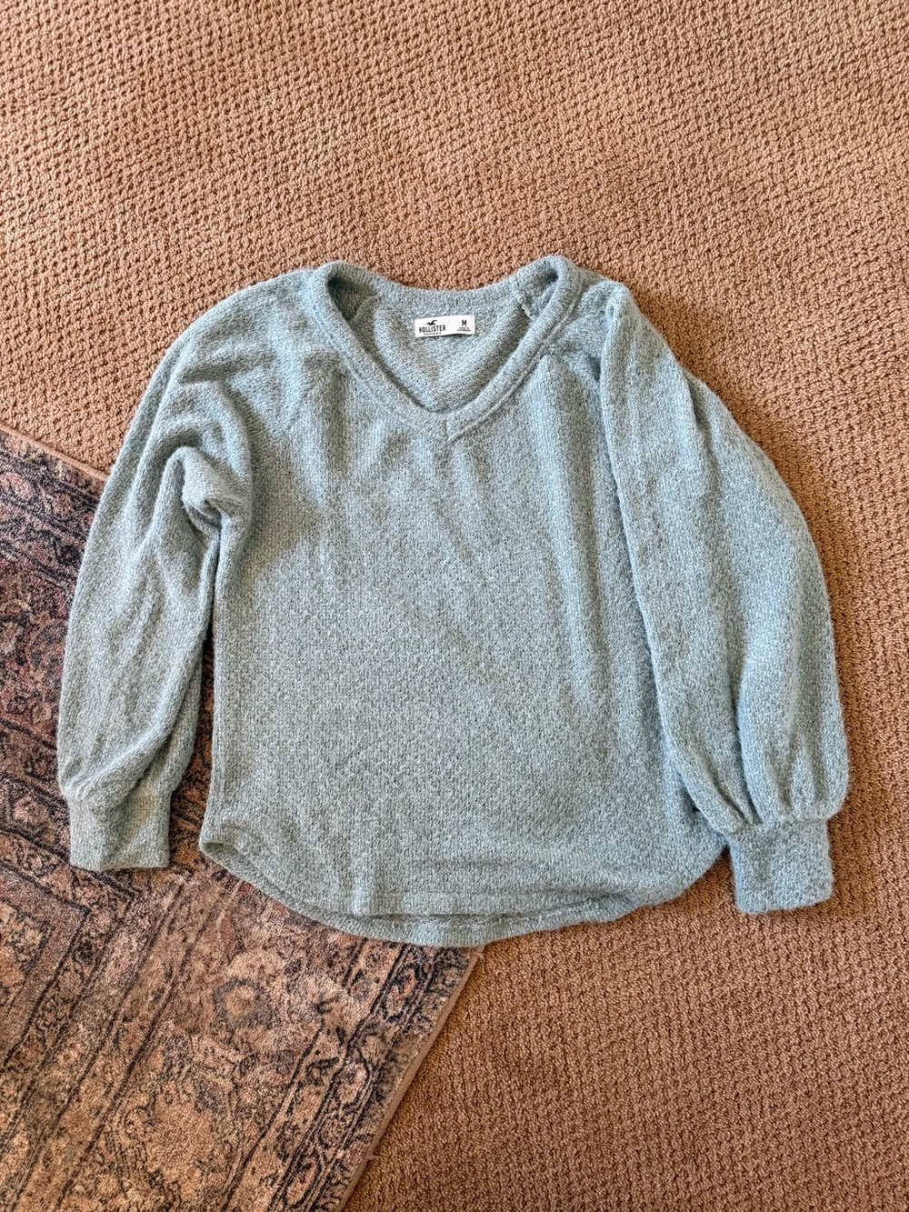 Hollister Dusty Sage V-Neck Lightweight Knit Sweater